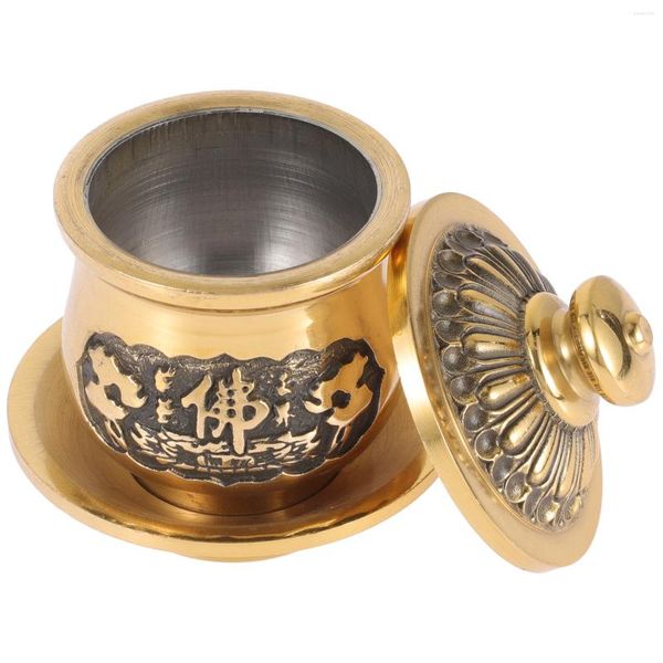 Tazze Ciotola Tazza per offerte Forniture per altare Tempio tibetano Acqua Rame Ottone Accessori per sbavature Pooja Sacrificio Canto Fortuna Buona