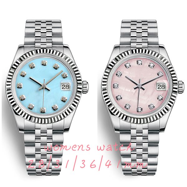 N1 Designer Fashion Orologio da donna Movimento al quarzo Movimento meccanico 28mm31mm904 Catena in acciaio Opzione multi colore