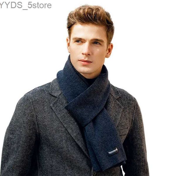 Lenços Maikun moda masculina lenço de lã cor pura simples e versátil inverno quente cashmere cachecol high-end presente conjunto yq231114