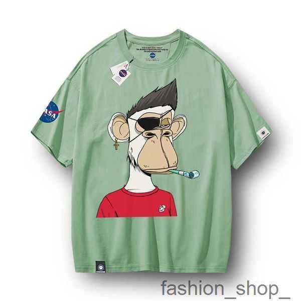 Herren-T-Shirts, Designer-T-Shirt mit Nasa Co-Branding Boring Ape und Damenmodemarke NFT Curi Bayc Monkey Head Same Loose Couple Short Sleeve Factory Sales 8 09WK