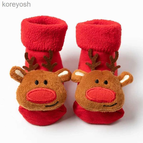 Детские носки, рождественские носки для маленьких мальчиков и девочек, весна-осень-зима, противоскользящие мягкие хлопковые носки для новорожденных, обувь с героями мультфильмовL231114