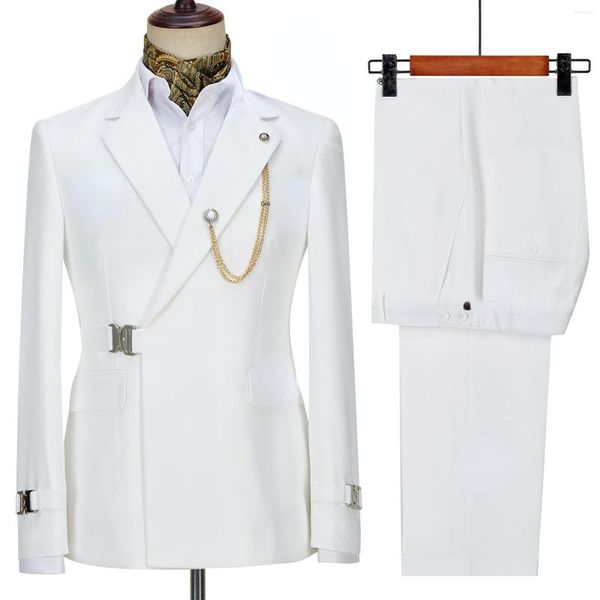 Erkekler 2023 Metalik QQ yaz için beyaz bir blazer takım elbise Erkekler Balo Gowns Kostüm Homme Trajes Erkekler De Hombre