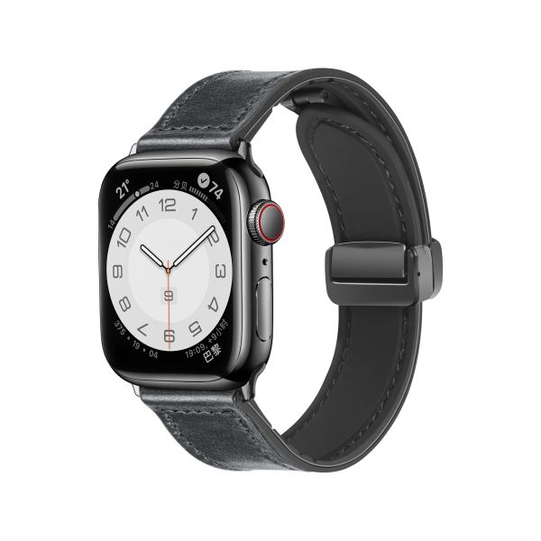 Pulseira de laço magnético de couro para apple watch ultra2 49mm 45 41mm 42 44mm 38 40mm pulseira para iwatch série 9 8 7 6 5 4 se acessório