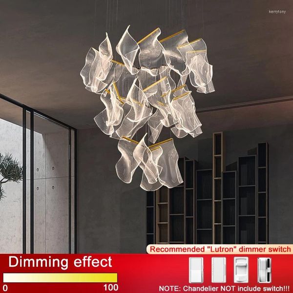 Lampadari Lampadario a soffitto moderno a LED di lusso moderno per la scala della villa Soggiorno Lampada a sospensione grande Decorazioni per la casa Design creativo sospeso