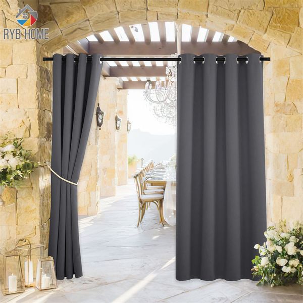 Cortinas puras ryb home home externo à prova d'água de blecaute interno privacidade para piscina de portas pátio pavilhão gazebo pérgola 230413