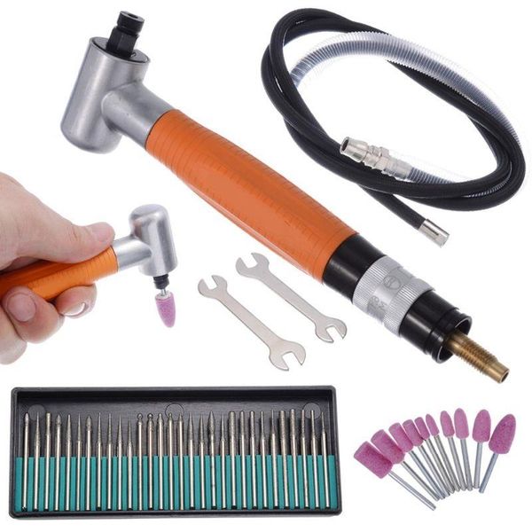 Freeshipping Grad Winkel Air Die Grinder Mini Grinder Pneumatische Polierer Werkzeug Set Schleif Werkzeug Für Metall Polieren Cqttl