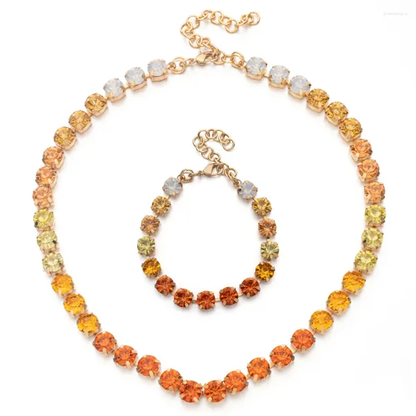 Strand 2023 8mm de jóias de cristal conjuntos de garras link link Chain Bracelets for Women Gold Color Color Zircon Acessório Party