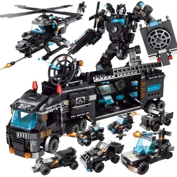 Fahrzeug Toys City Polizeistation Auto Hauptquartier Bausteine ​​LKW SWAT Figur WW2 Militärstiegel Spielzeug für Kinder Kinderblöcke Geschenke 231114