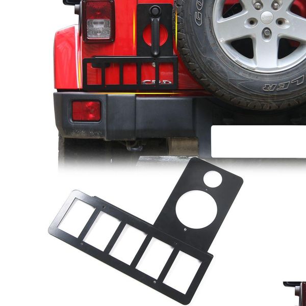 Outros acessórios externos Suporte de suporte de placa de licença traseira para Jeep Wrangler Jk 2007-Alta qualidade Metal Car Styling Drop Delivery Dhzm4