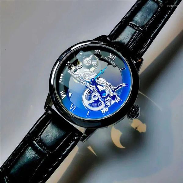 Orologi da polso orologio di lusso per uomo trasparente scheletro meccanico automatico orologi da uomo top brand design orologio di moda Reloj Hombre 2023