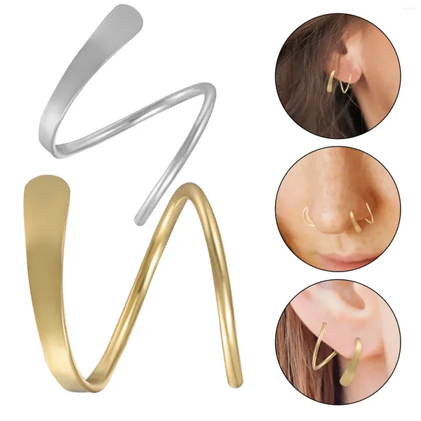 Brincos traseiros 2 pares espiral envoltório simples personalidade cartilagem earlobe ear cuff