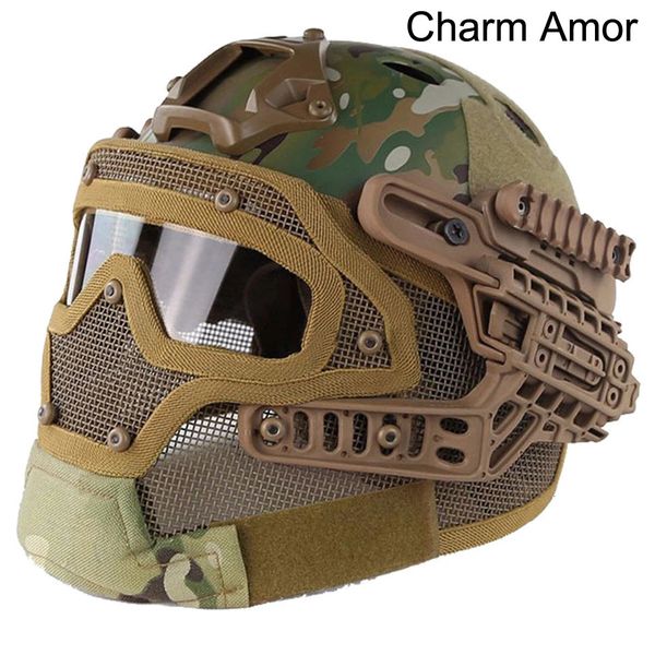 Caschi tattici Materiale ABS multicolore FAST PJ CS Casco da gioco da allenamento con maschera in filo di acciaio Foro tondo Uso balistico militare 231113