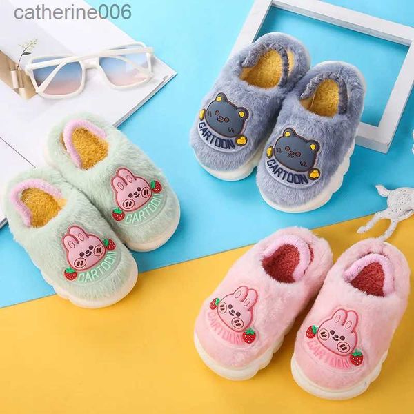 Slipper Pantuflas Kind Hausschuhe Winter Neue Komfort Hause Gril Junge Schuh Indoor Anti-skid Baumwolle Schuh Cartoon Nette Mädchen Schuh hausschuhe WomanL231114