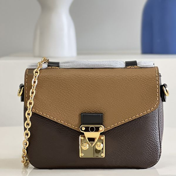 Sacos de corrente de designer sacos de mensageiro de luxo 1:1 qualidade bolsa de ombro de couro genuíno 14cm com caixa ml168