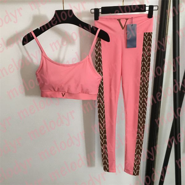 Сексуальный укороченный топ на слинге, эластичные штаны для йоги, активный комплект для йоги с буквенным принтом, летняя дизайнерская спортивная одежда с высокой талией для женщин