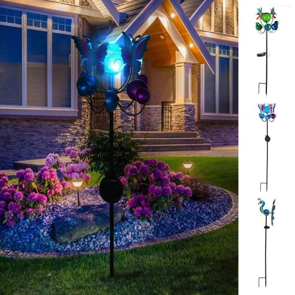 Solar Schmetterling Windmühle Rasen Lampe Beleuchtung Ornamente Eisen Kolibri Windrad Landschaft Wohnkultur Für Hinterhof Terrasse