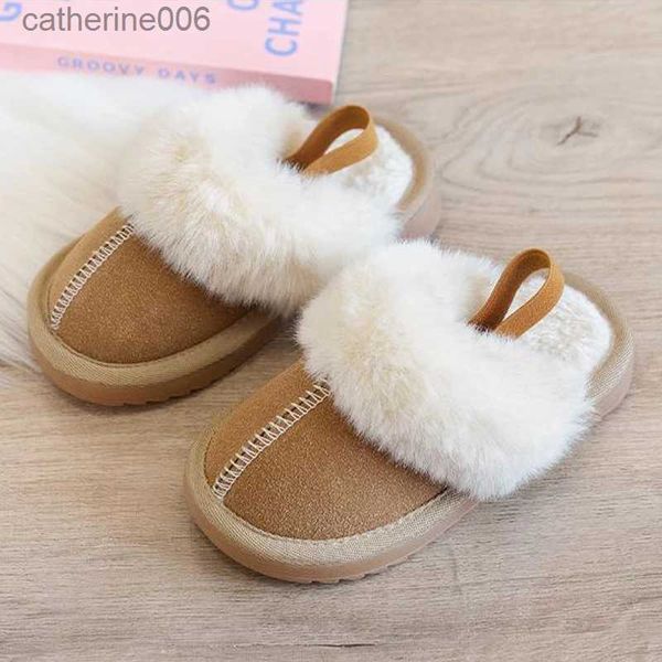 Pantofola inverno bambini pantofola ragazze scarpe da casa infradito scarpe casual in cotone moda bambini calda pelliccia peluche pantofola per ragazzaL231114