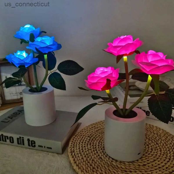 Tischlampen LED Sonnenblume Rose Tischlampe Valentinstag Licht Tulpenbaum Nachtlicht USB Rose Blumenbeleuchtung Home Party Romantisches Geschenk R231114