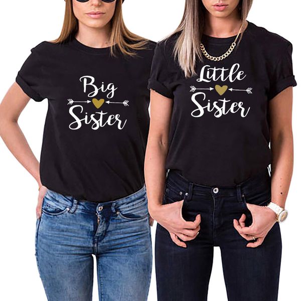 T-shirt da donna T-shirt da donna T-shirt da donna Big Sister Lettle Sister T-shirt da donna manica corta Sister Bff T-shirt da donna divertente Camisetas Mujer 230414