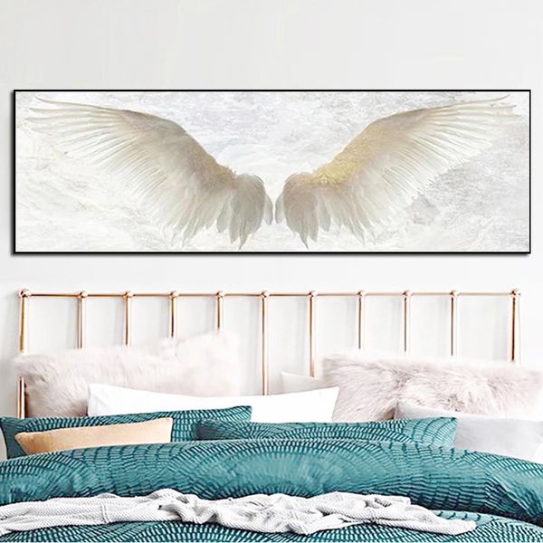 Decoração de arte de parede White Angel Wings Astas vintage Painting Wings Posters and Prints Modern Wall Art Picture for Living Room Decoration Cuadros