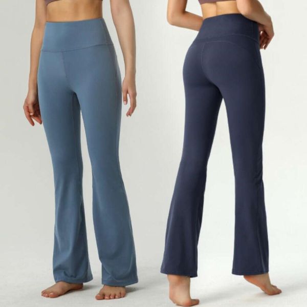 LU-06 Yoga-Hose für Damen, ausgestellt, mit Rillenausrichtung, einfarbig, nackt, sportlich, formend, hohe Taille, eng, Fitness, lockere Passform, Jogger, Fitnessstudio, Kleidung, Damenhöschen, schlank und schlank, gf856