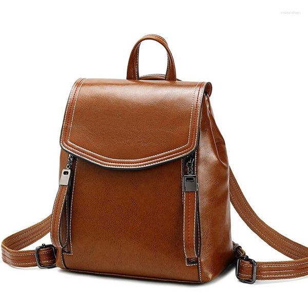 Schultaschen 2023 Echtes Leder Mädchen Rucksack Master Design Kleine Tasche Ins Mode Retro Weibliche Kuh Haut Mini Softback