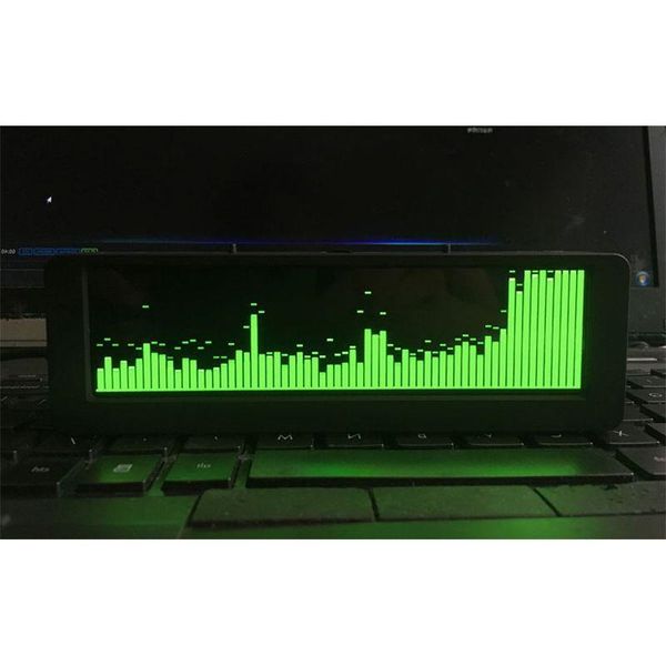 Freeshipping Modulo display OLED da 55 pollici per spettro musicale VU Meter Controllo audio per auto Orologio a spettro HiFi professionale MIC Custodia nera D3- Ephu