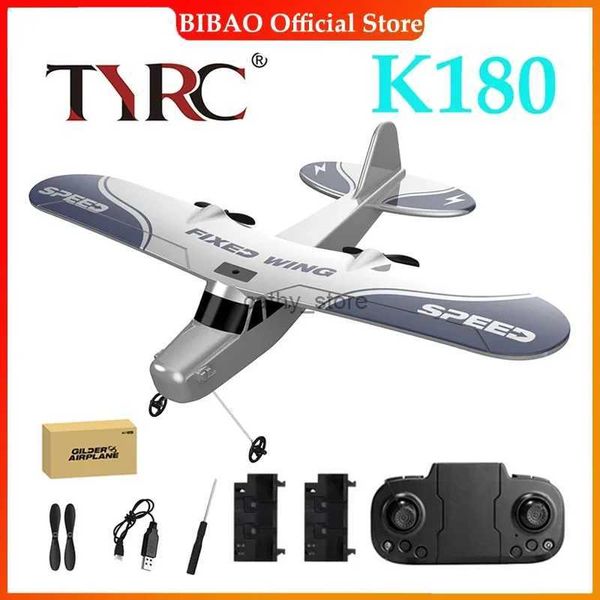 Modello di aereo TYRC K180 Aereo RC 2.4G con luci a LED Telecomando per aereo Modello volante Aliante in schiuma EPP Giocattoli per bambini Regali AereoL231114