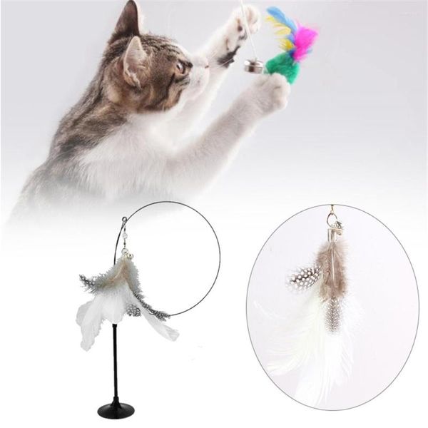 Toys de gato 1 PCS Simulação Bird Interactive Toy Funny Feather Stick com Bell tocando varinha para suprimentos de gatinho