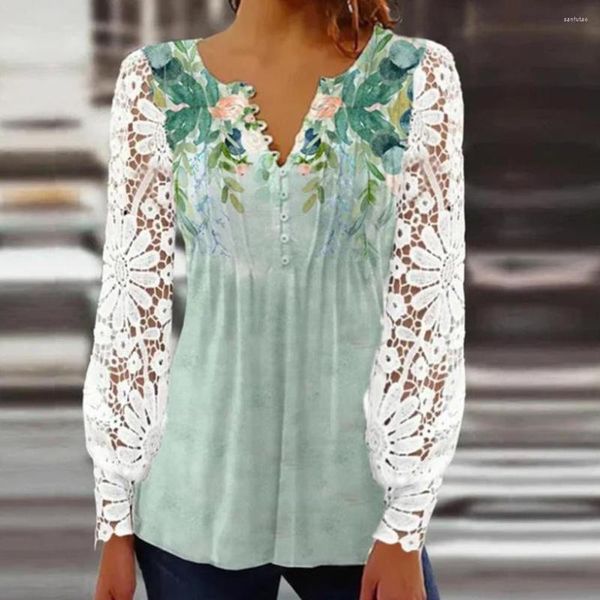 Blouses feminina Mulheres T-shirt Padrão de flor Patter