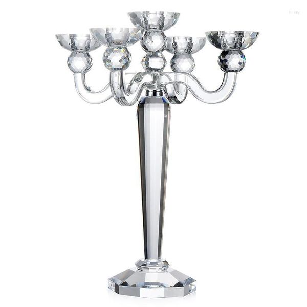 Держатели свечей пять филиалов K9 Crystal Candlestick Clear Champagne для домашней столешницы для свадебной вечеринки роскошные предметы ручной работы