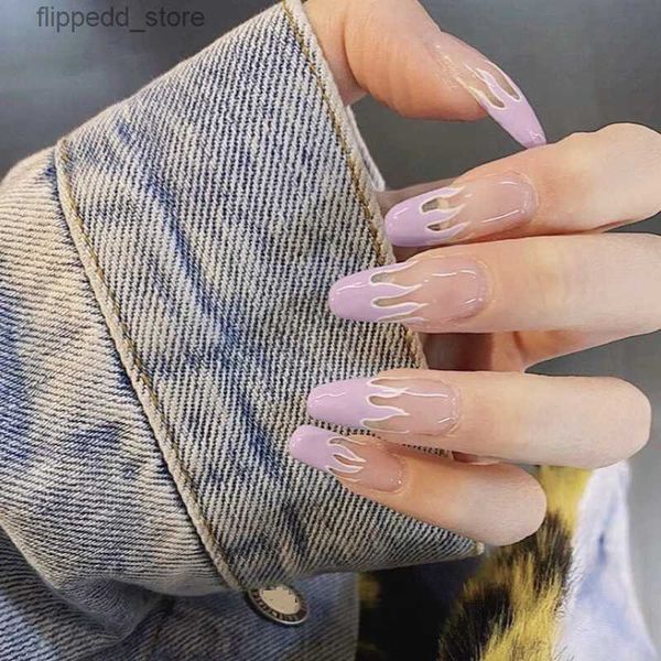 Unghie finte HEALLOR 24 pezzi Unghie finte nuvola Unghie a copertura totale Unghie finte con colla Stampa sulle unghie con disegni Strumenti per nail art Ragazze di moda Q231114