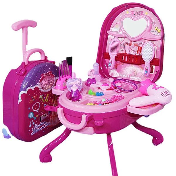 Ювелирный набор для игрового домика, детский туалетный столик, игрушки для девочек от 3 до 8 лет, макияж, детский багаж, подарок на день рождения 231113