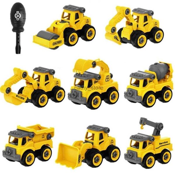 Diecast modelo carros engenharia veículo brinquedos construção escavadeira trator bulldozer caminhão de bombeiros modelos crianças brinquedo carro meninos brinquedos para crianças presentesl231114