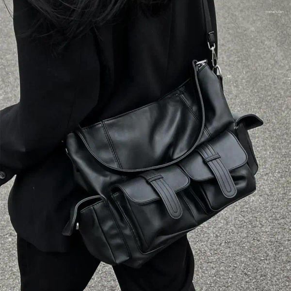 Вечерние сумки Ретро-панк-стиль Сумка на плечо для женщин с несколькими карманами Винтажная кожаная сумка-клатч в стиле рок Стильный кошелек для телефона