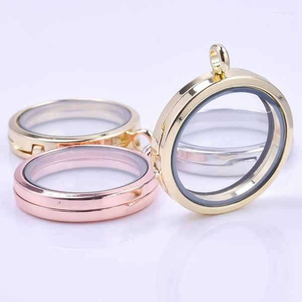 Anhänger Halsketten 10 STÜCKE 35mm Rose Gold Farbe Glas Floating Charm Medaillon Medaillion Relicario Po Halskette Für Frauen Männer Schmuck Handwerk