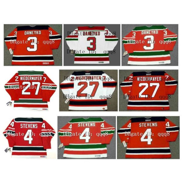 SL Vintage Hockey Jersey Devils Scott Stevens 26 Patrik Elias 30 29 Martin Brodeur 21 Randy McKay 22 Claude Lemieux Red White