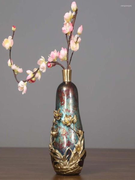 Vasos colorido cobre pequena orquídea vaso de estar varanda adorno doméstico decoração prática ornamentos florais secos