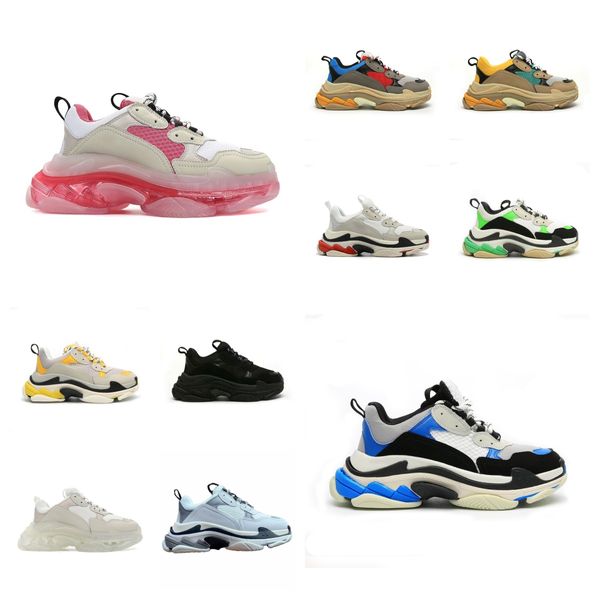 Sapatos de grife homens e mulheres sapatos casuais sapatos esportivos de sola grossa solas transparentes preto e branco cinza vermelho rosa azul verde real sapatos esportivos masculinos bolas de tênis