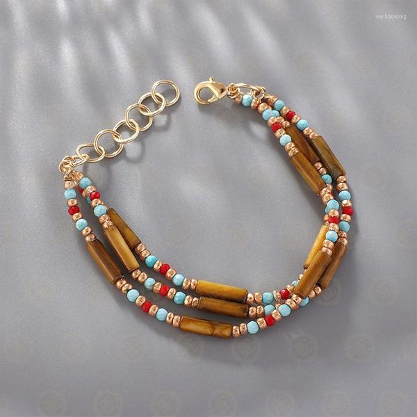 Strand One tcheco Glass Beads e bracelete de pedra sintética semipreciosa (BE1136)