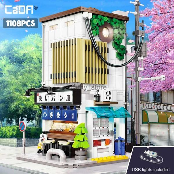 Elektrik/RC Araba 1108 PCS CADA CITY LED Japon buharda bulunan BUN HOUSE Mimarlık Başları Arkadaşları Mağaza Figürleri Tuğlalar Toys Hediyelerl231114