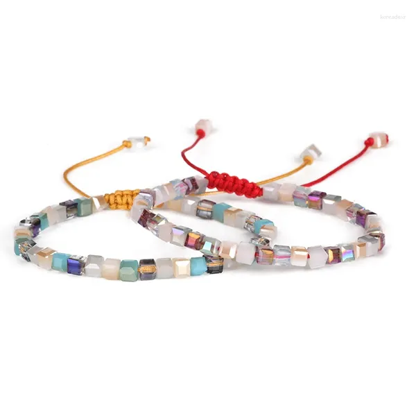 Charm Armbänder Dankaishi Mode Glas Kristall Perlen Seil Distanz Armband Femme Für Kleine Mädchen Frauen Geschenk Handgemachte Wrap Schmuck