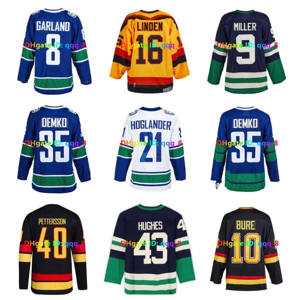 Sl Quinn Hughes Elias Pettersson Canucks CCM Hockey Jersey Conor Garland Nils Hoglander Kuzmenko J.T.Miller Thatcher Deo Gino Odjick Pavel