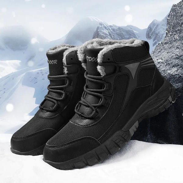 Stivali Outdoor Casual Uomo Neve Peluche Foderato Caldo Scarpe Alla Caviglia Maschile Comodo Resistente Zapatos De Hombre Moda Tutto-fiammifero