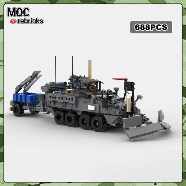 Конструкторы MOC162080 Армия США Инженерная поддержка Автомобиль Строительный блок M1257A1 Модель отряда Технологический кирпич Игрушка в подарок 231114