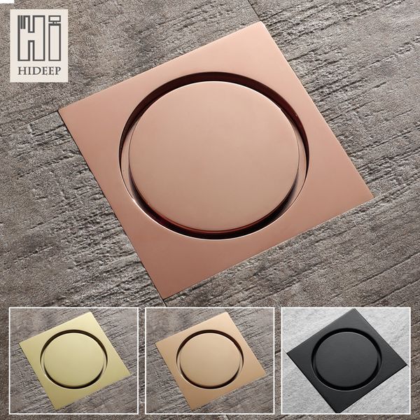 Scarichi HIDEEP Scarico a Pavimento Ottone Oro Rosa Quadrato 10x10cm Bagno Doccia Griglie di Scarico Filtro WC Balcone Acqua Antiodore 230414