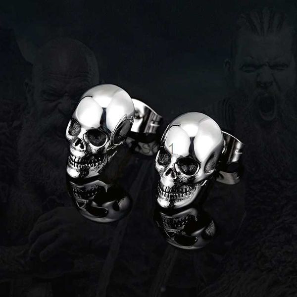 Ohrstecker Trend Punk Hip-Hop Ohrstecker für Damen Herren Schmuck Halloween Ohrringe Edelstahl Totenkopf Piercin klassischer Ohrstecker YQ231114