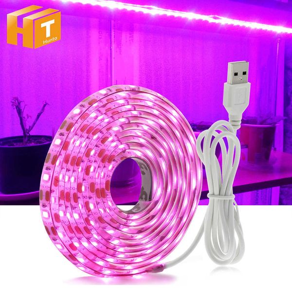 Luzes Grow Luzes Full Spectrum Grow Light 5V Faixa de LED USB 0,5m 1m 2m Sensor de varredura de mão / Interruptor de toque Luz de fita LED cultivada. P230413