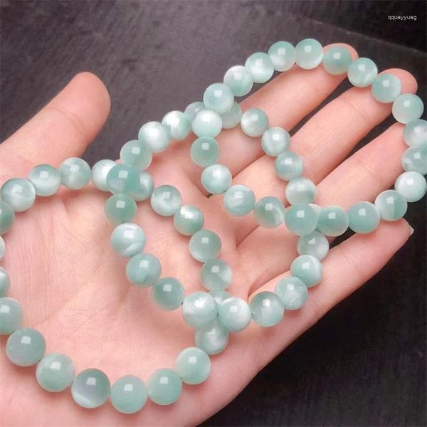 Link-Armbänder, natürliches grünes Larimar-Armband, modischer Kristallschmuck, Armreif für Frauen, heilendes Urlaubsgeschenk, 1 Stück, 9 mm