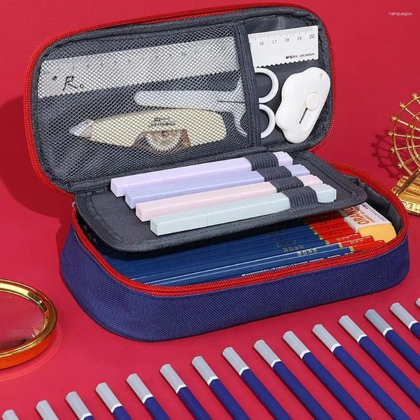 Коробка для канцелярских принадлежностей, сумка-карандаш в английском стиле, водонепроницаемый держатель, многослойная оксфордская молния